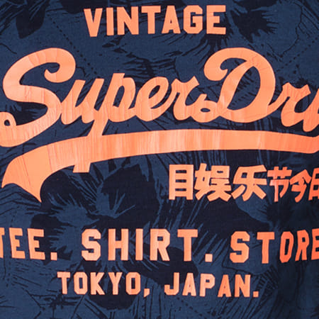 Superdry - Tee Shirt Shop Indigo AOP M10010HQ Bleu Marine Floral