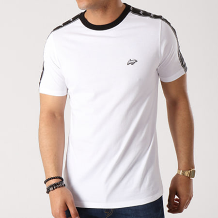 Wrung - Tee Shirt Bande Brodée Stripes Blanc Noir