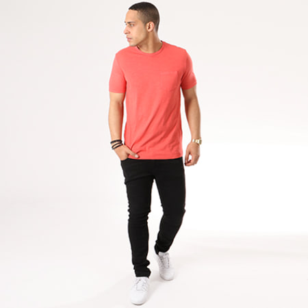 Celio - Tee Shirt Poche Gepocket Rouge Chiné