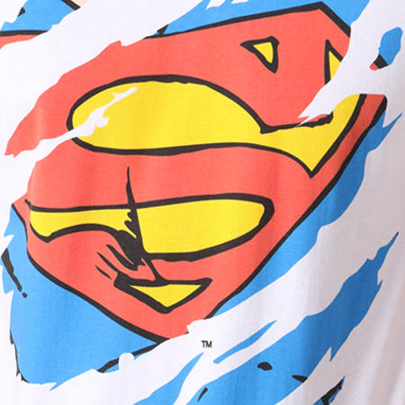 DC Comics - Maglietta con strappo Superman Bianco