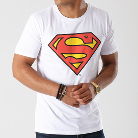 DC Comics - Tee Shirt Superman Classic Logo Blanc