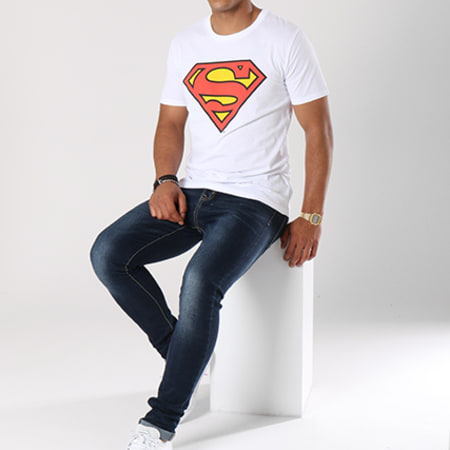 DC Comics - Tee Shirt Superman Classic Logo Blanc