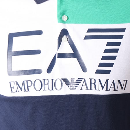 EA7 Emporio Armani - Polo Manches Courtes 3ZPF90-PJ61Z Bleu Marine Blanc Vert