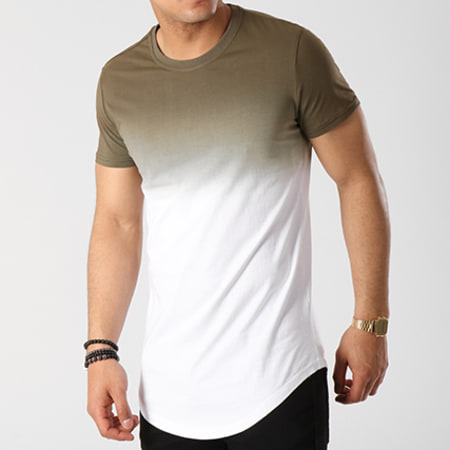 Terance Kole - Tee Shirt Oversize 98072 Vert Kaki Dégradé Blanc