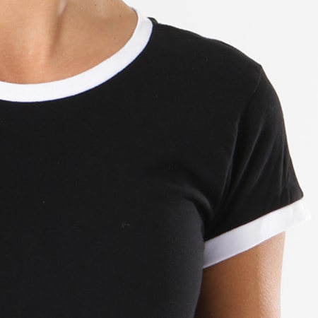 Urban Classics - Tee Shirt Crop Femme TB1502 Noir Blanc
