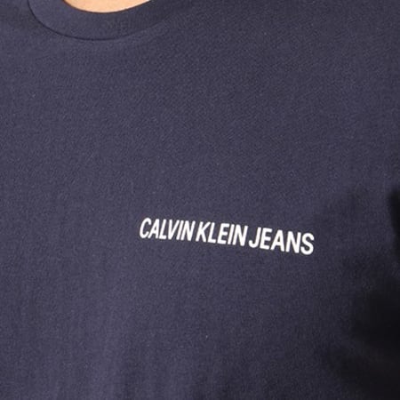 Calvin Klein - Tee Shirt Small Institutional Logo Chest 7852 Bleu Marine
