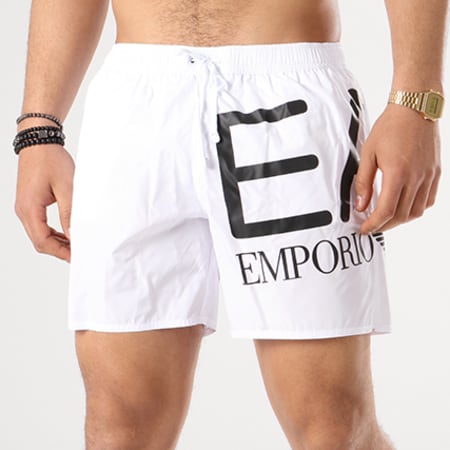 EA7 Emporio Armani - Short De Bain Big Logo 902000-8P739 Blanc Noir