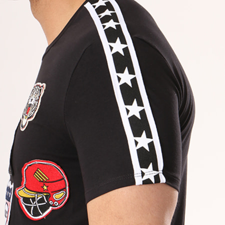 VIP Clothing - Tee Shirt Oversize Patchs et Bandes Brodés 3008 Noir