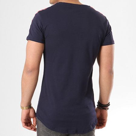 VIP Clothing - Tee Shirt Oversize Bandes Brodées 10266 Bleu Marine