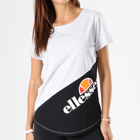 Ellesse - Tee Shirt Oversize Femme Bicolore Gris Chiné Noir