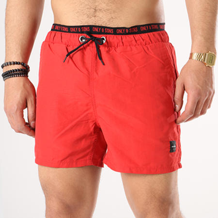Only And Sons - Short De Bain Niklas Rouge