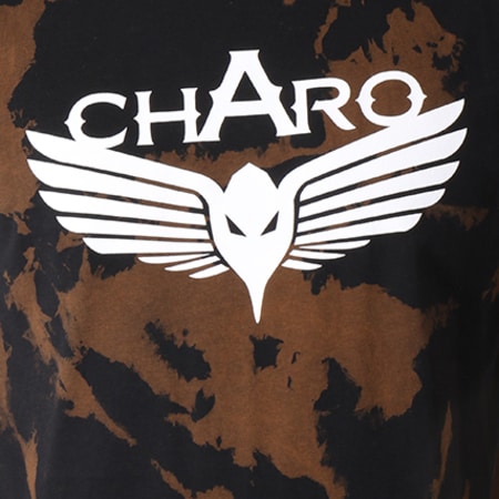 Charo - Tee Shirt Bleached Washed Noir Marron