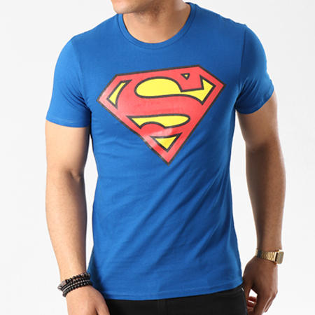 DC Comics - Tee Shirt Superman Logo Bleu Roi