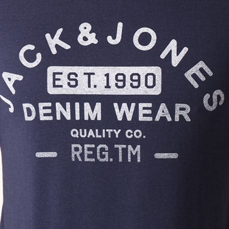 Jack And Jones - Tee Shirt Jeans Print Bleu Marine