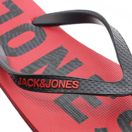 Jack And Jones - Tongs Logo Print Rouge Noir