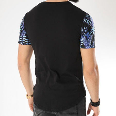 Uniplay - Tee Shirt Oversize M219 Noir Bleu Clair Floral