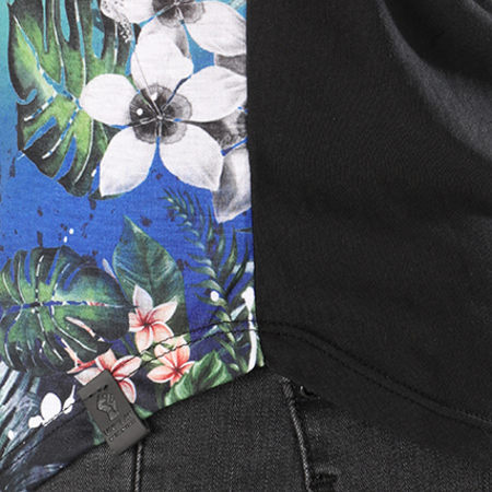 Uniplay - Tee Shirt Oversize M218 Noir Bleu Clair Floral