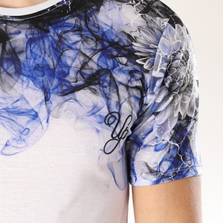 Uniplay - Tee Shirt Oversize M216 Blanc Bleu Clair Floral