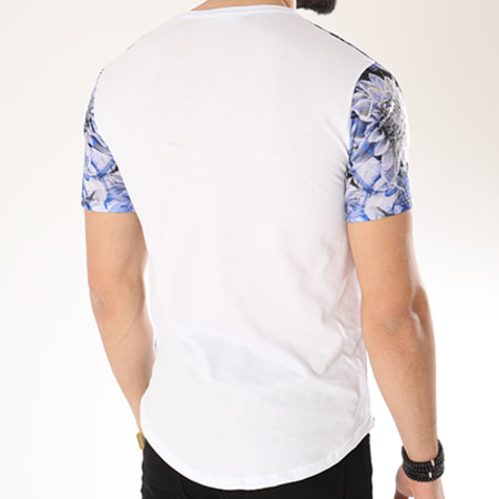 Uniplay - Tee Shirt Oversize M216 Blanc Bleu Clair Floral