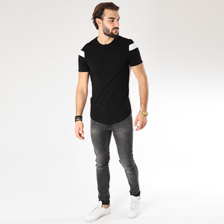 Berry Denim - Tee Shirt Oversize Avec Bandes TST016 Noir Blanc