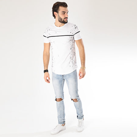 Berry Denim - Tee Shirt Oversize Avec Bande TST009 Blanc