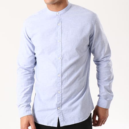 Jack And Jones - Chemise Manches Longues Col Mao Summer Bleu Clair 