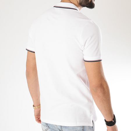 Jack And Jones - Polo Manches Courtes Contrast Stripe Blanc