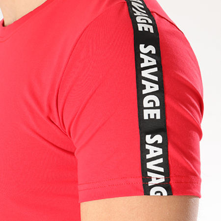 Zayne Paris  - Tee Shirt Oversize Avec Bandes TX-110 Rouge