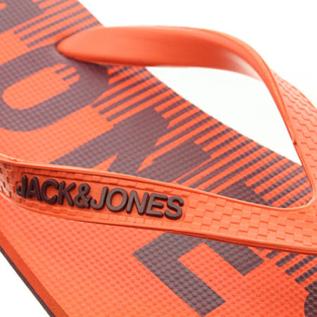 Jack And Jones - Tongs Logo Orange Bordeaux