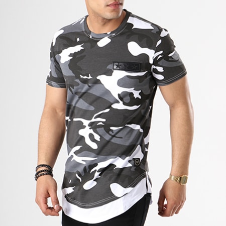 Terance Kole - Tee Shirt Oversize 98043 Gris Anthracite Blanc Camouflage