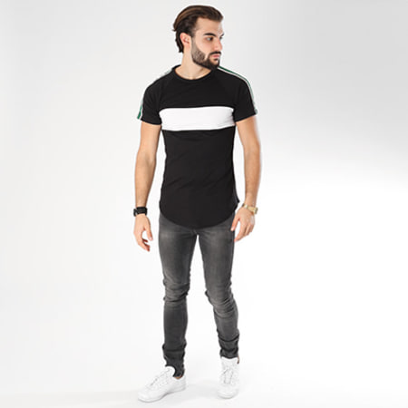 MTX - Tee Shirt Oversize Bandes Brodées 3170 Noir Vert Blanc