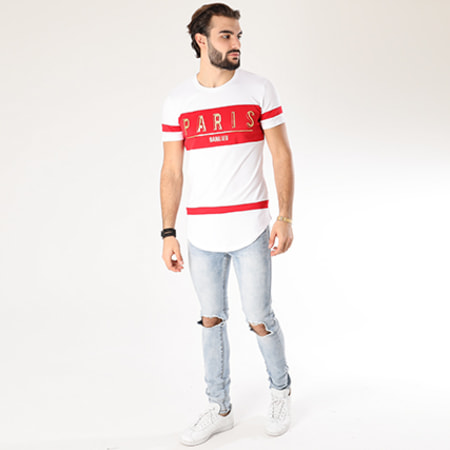 MTX - Tee Shirt Oversize C3301 Blanc Rouge