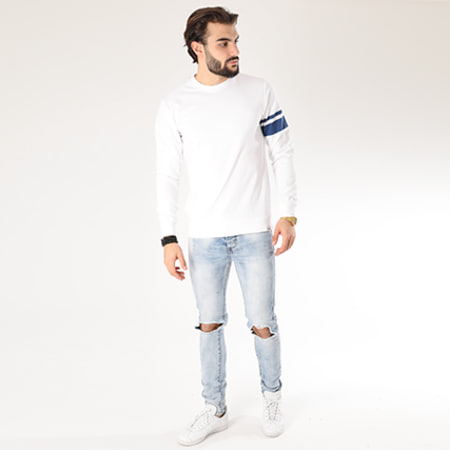 Only And Sons - Sweat Crewneck Stripe Blanc