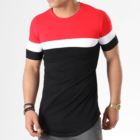 John H - Tee Shirt Oversize Tricolore 1836 Noir Rouge Blanc