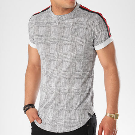 Uniplay - Tee Shirt Oversize Avec Bandes GO17 Blanc Noir