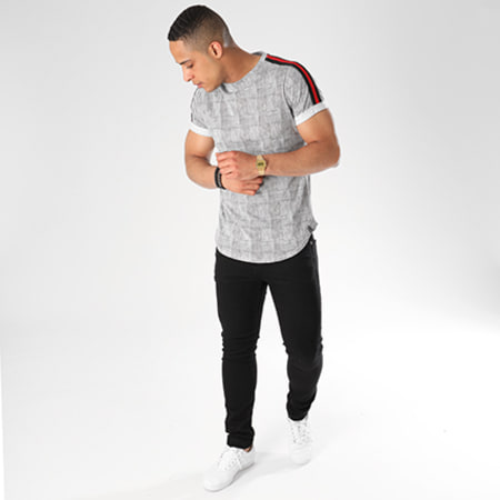 Uniplay - Tee Shirt Oversize Avec Bandes GO17 Blanc Noir