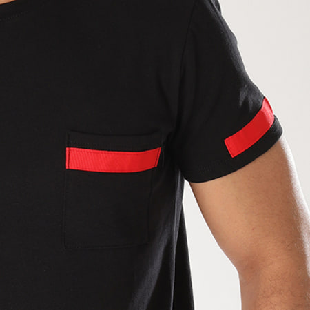 Aarhon - Tee Shirt Poche Luigi Noir Rouge