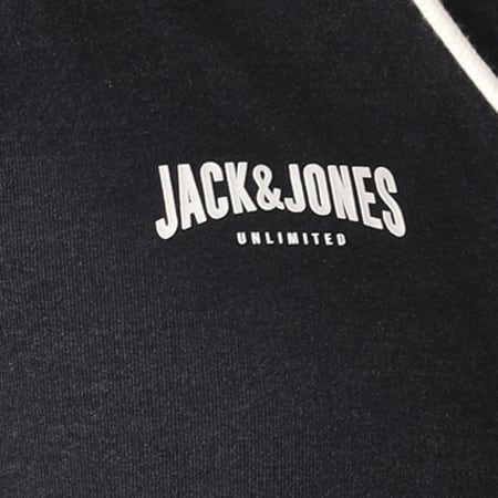 Jack And Jones - Sweat Zippé Capuche Retro Jack Bleu Marine Gris Chiné
