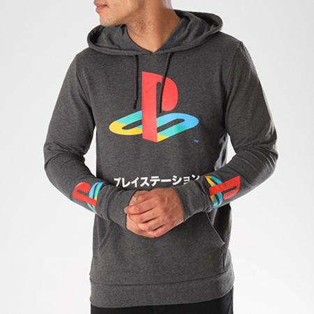 Only And Sons - Sweat Capuche Playstation Gris Anthracite Chiné