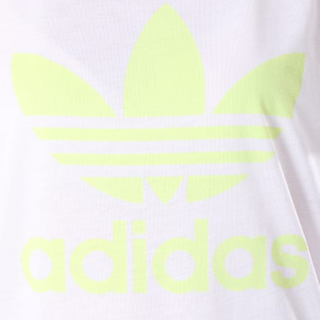 Adidas Originals - Tee Shirt Oversize Femme CE4192 Blanc Jaune Fluo