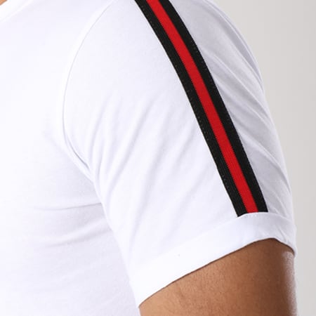 LBO - Tee Shirt Oversize Avec Bandes Noir Et Rouge 454 Blanc