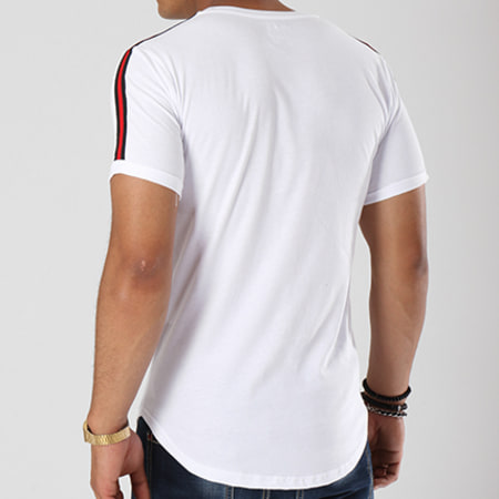 LBO - Maglietta oversize con strisce nere e rosse 454 bianco