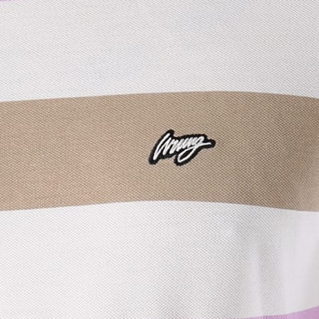Wrung - Tee Shirt Lines Blanc Marron Clair Lila