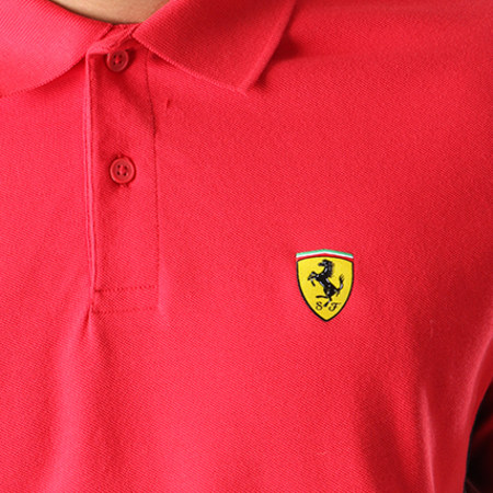 Ferrari - Polo Manches Courtes Cut And Sew Rouge Blanc Noir
