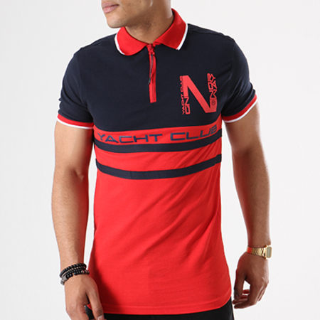 Geographical Norway - Polo Manches Courtes Kails Bleu Marine Rouge