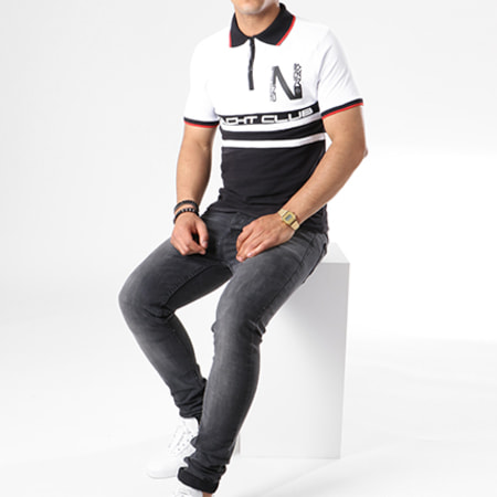 Geographical Norway - Polo Manches Courtes Kails Noir Blanc