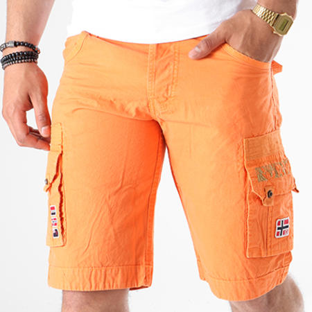 Geographical Norway - Short Cargo Patchs Brodés Panoplie Orange