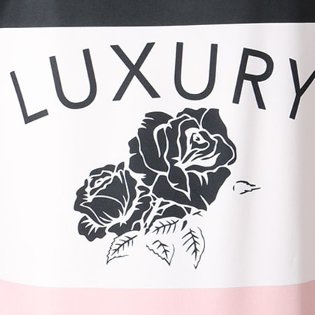 Luxury Lovers - Débardeur Flower Tricolore Noir Blanc Rose