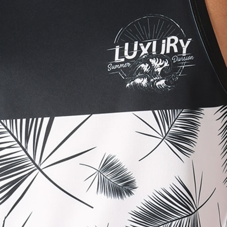 Luxury Lovers - Débardeur Summer Palm Tricolore Noir Blanc Rose