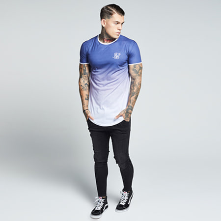 SikSilk - Tee Shirt Oversize Poly Contrast Fade Gym 12299 Bleu Clair Dégradé